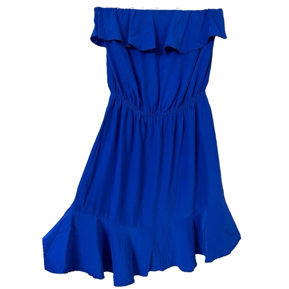 Amanda Uprichard Strapless Teal 100% Silk Dress Size P | Fits Small / S - Picture 3 of 3